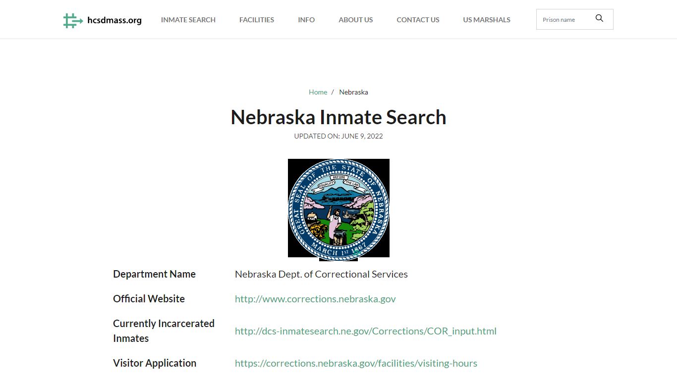 Nebraska Inmate Search – Nebraska Dept. of Correctional ...